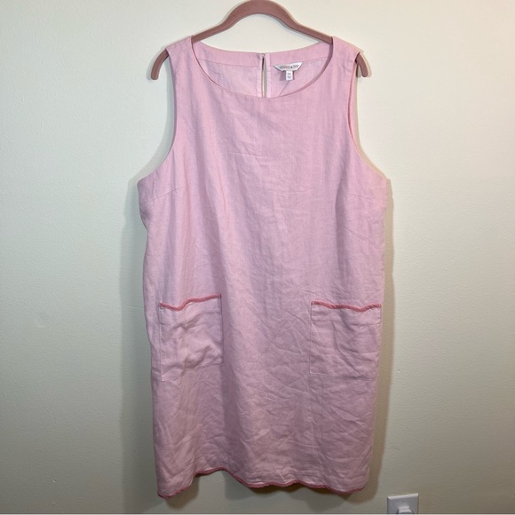 crown & ivy Dresses & Skirts - Crown & Ivy Women’s Pink Linen-Blend Shift Dress XXL